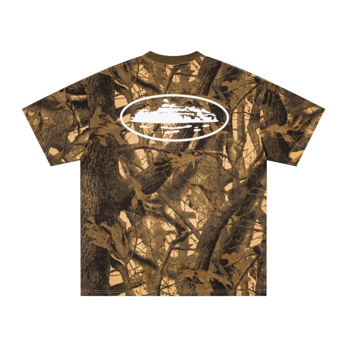 Corteiz Island Puff Print Tee 'Forest Camo' - White