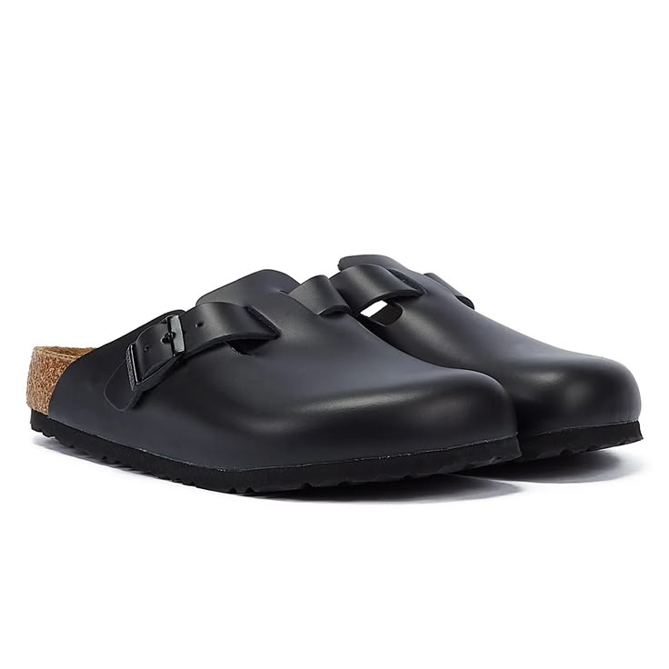 BIRKENSTOCK BOSTON SOFT FOOT BED - BLACK LEATHER