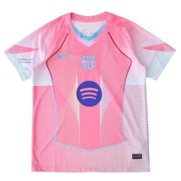 Pink sports jersey with brand logos on a white background