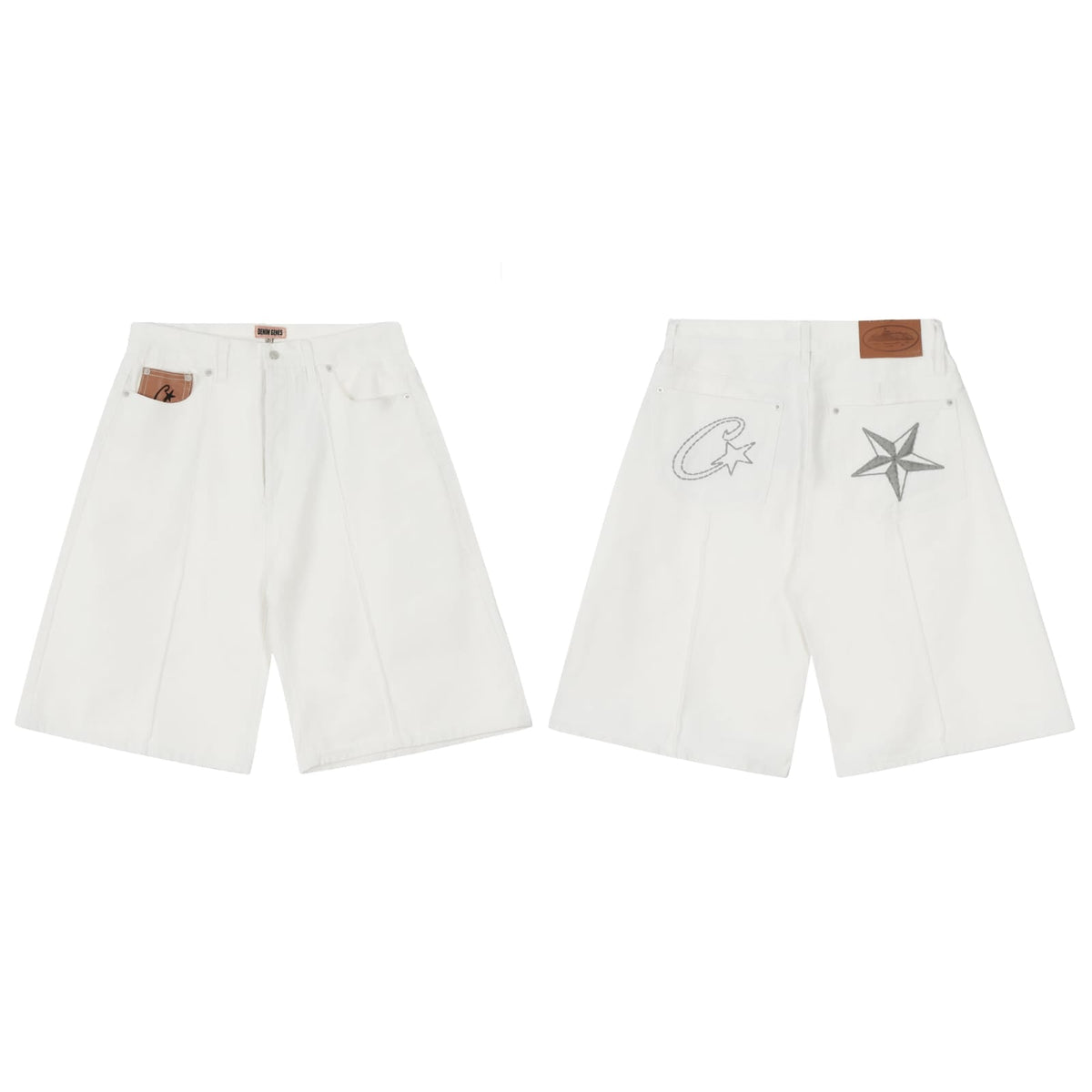 Corteiz Denim Jorts - White