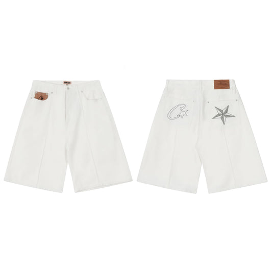 Corteiz Denim Jorts - White