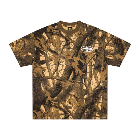 Corteiz Island Puff Print Tee 'Forest Camo' - White