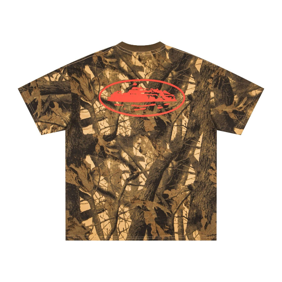 Corteiz Island Puff Print Tee 'Forest Camo' - Orange