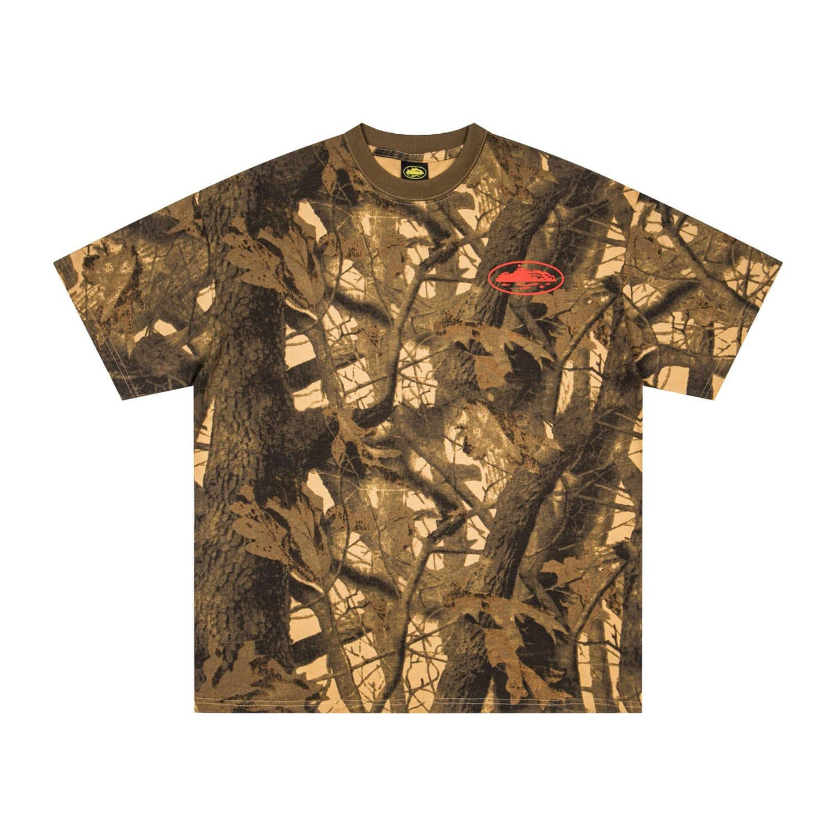 Corteiz Island Puff Print Tee 'Forest Camo' - Orange