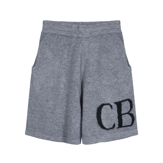 Gray shorts with 'CB' logo on a white background