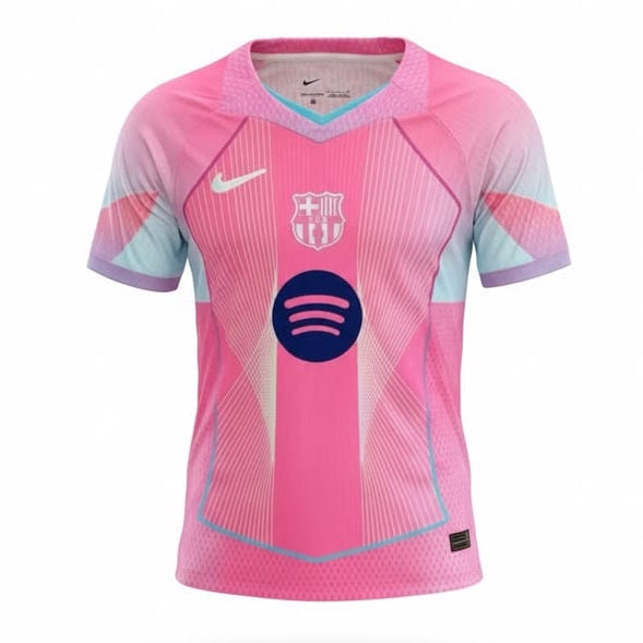 Pink soccer jersey with Nike logo on a white background