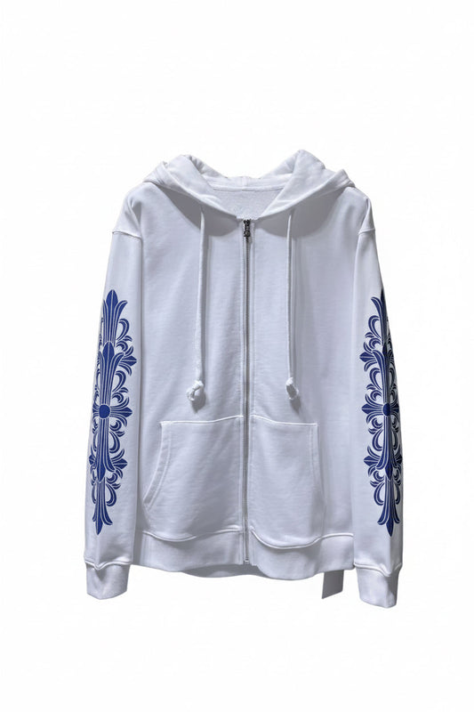 Chrome Hearts Zip Up Jacket - "White/Blue"