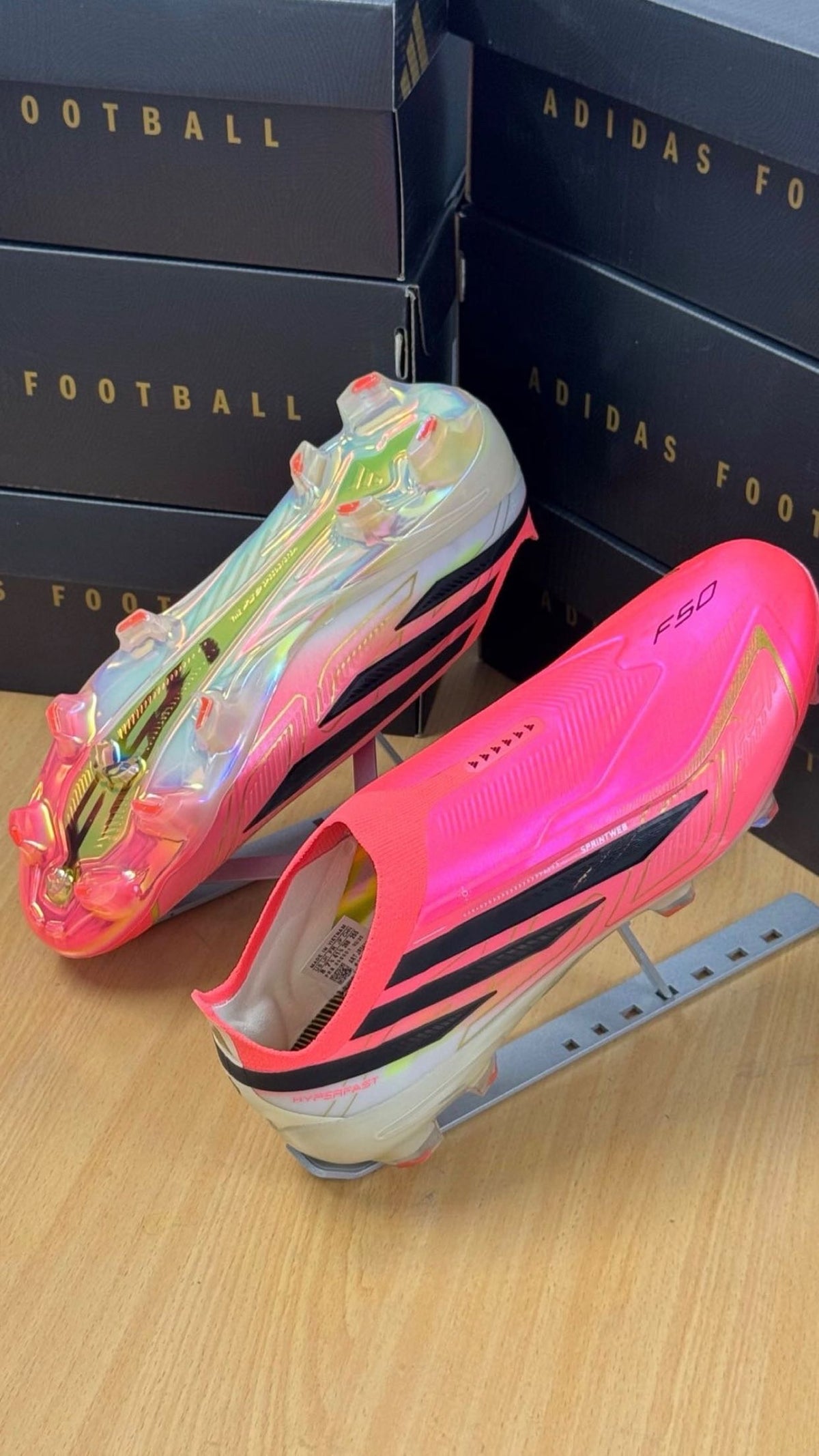 adidas F50 Elite Laceless pink and black football boots