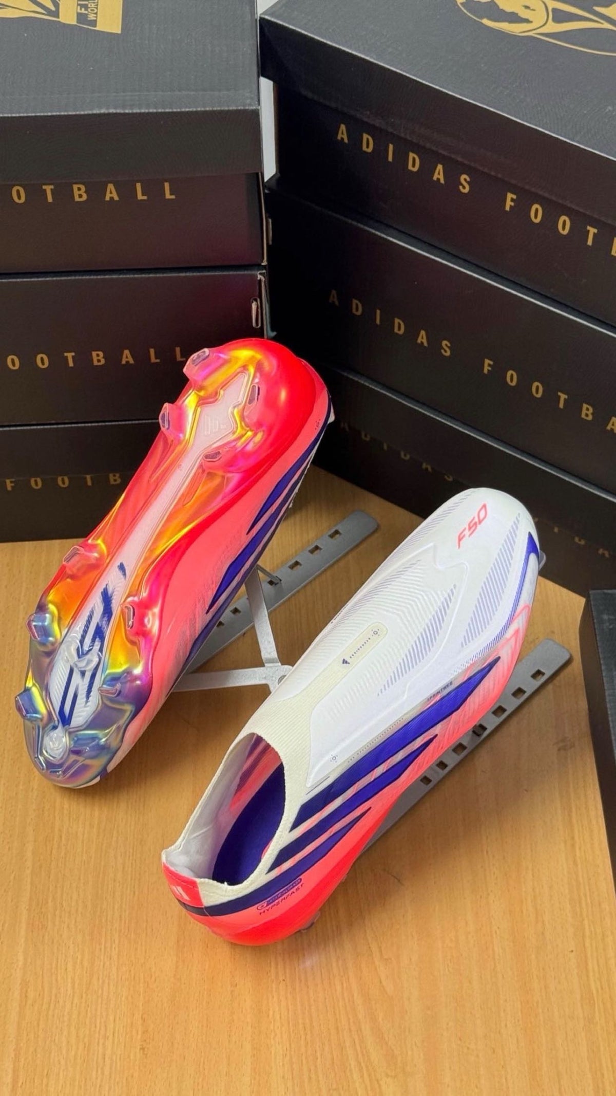 adidas F50 Elite Laceless white pink navy football boots