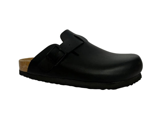 BIRKENSTOCK BOSTON SOFT FOOT BED - BLACK LEATHER