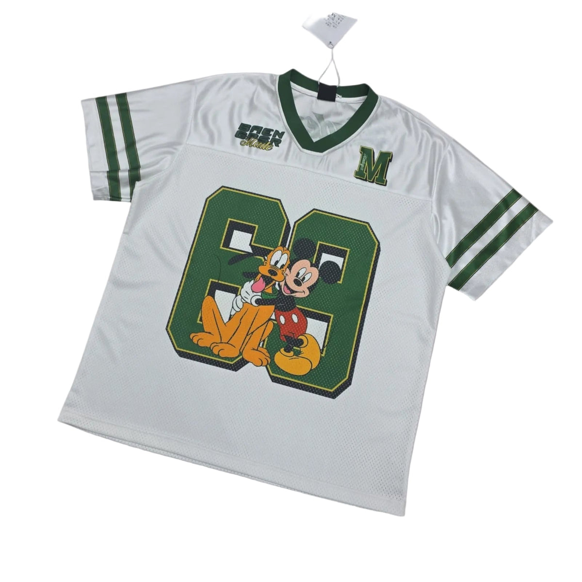 Children's sports jersey with cartoon character design on a light white background