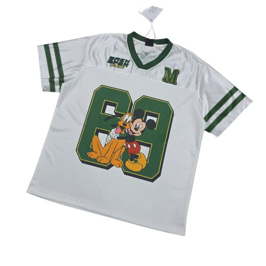Children's sports jersey with cartoon character design on a light white background
