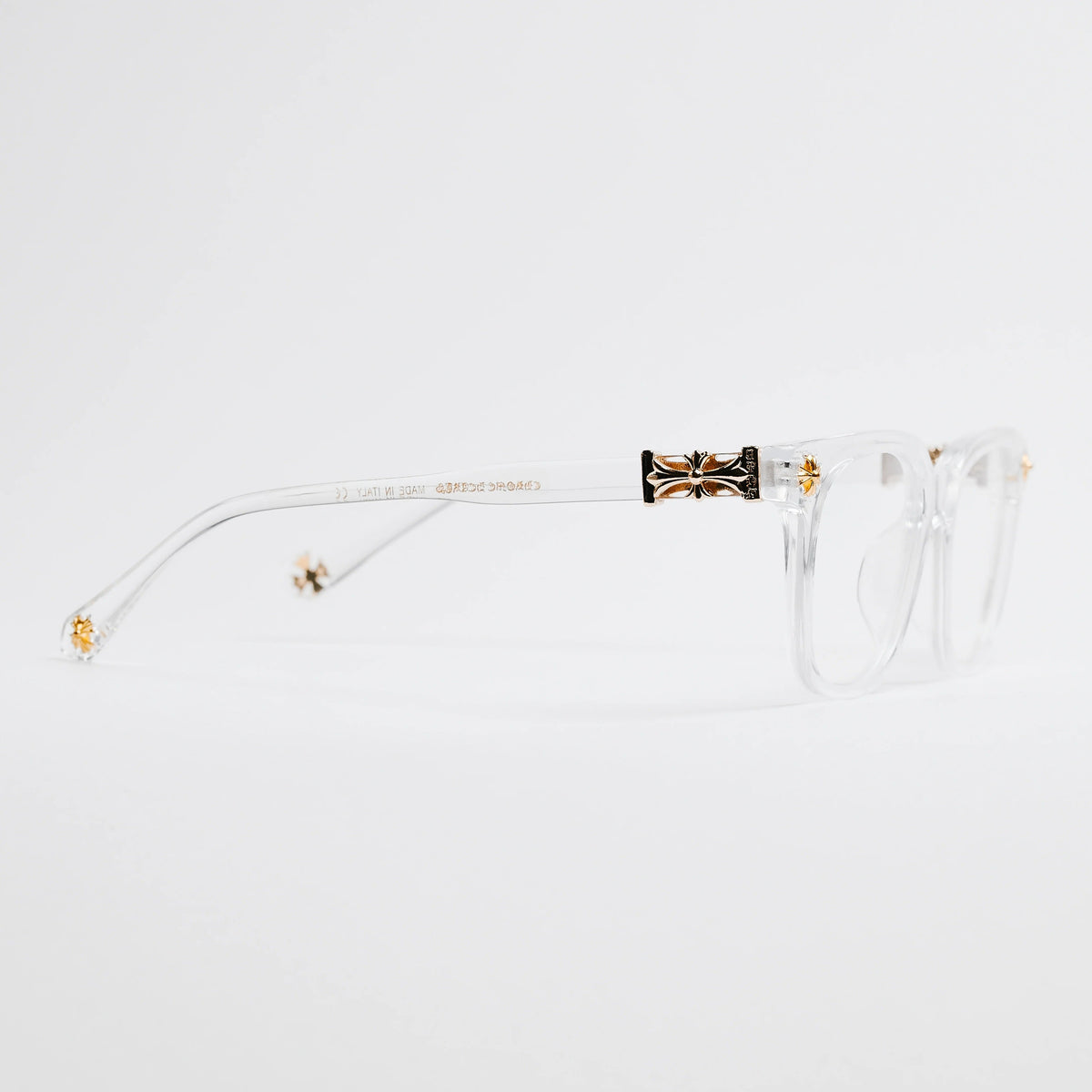 Clear Gold Chrome Hearts Glasses