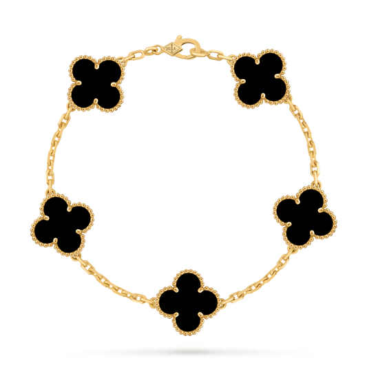 Van Cleef Black Bracelet - Gold Plated